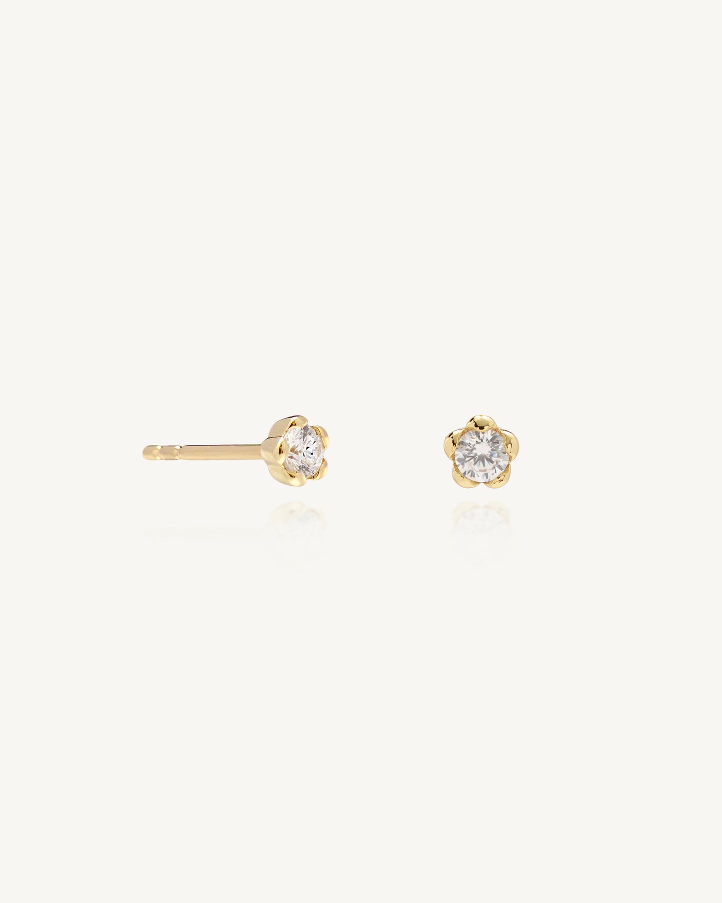 Bloomy Solitaire Earrings │ 10K金 小花耳環