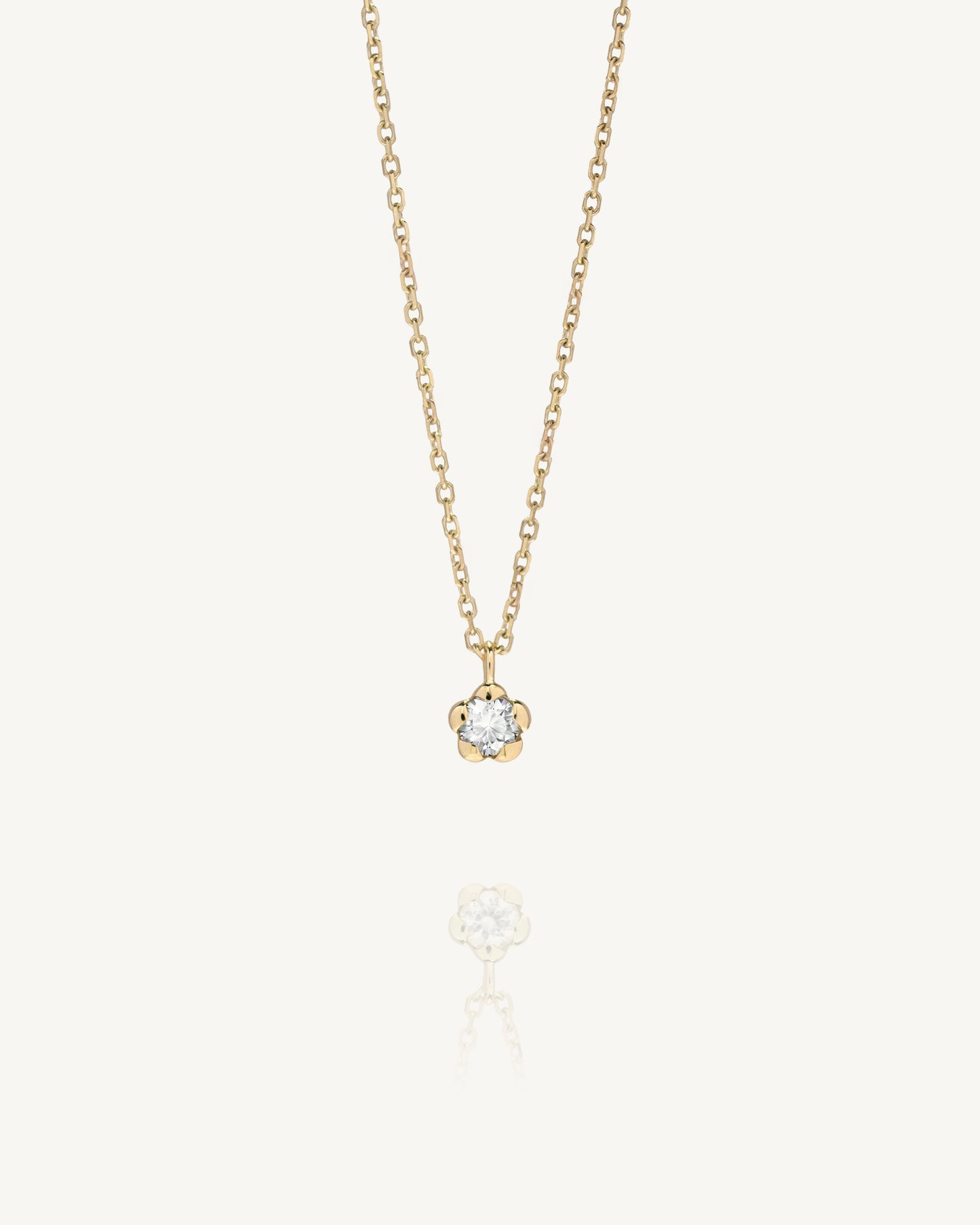Bloomy Solitaire Necklace │ 10K金 小花項鍊