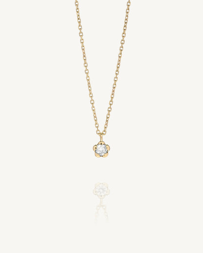 Bloomy Solitaire Necklace │ 10K金 小花項鍊