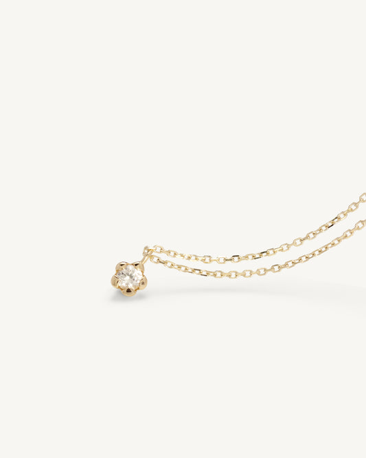 Bloomy Solitaire Necklace │ 10K金 小花項鍊