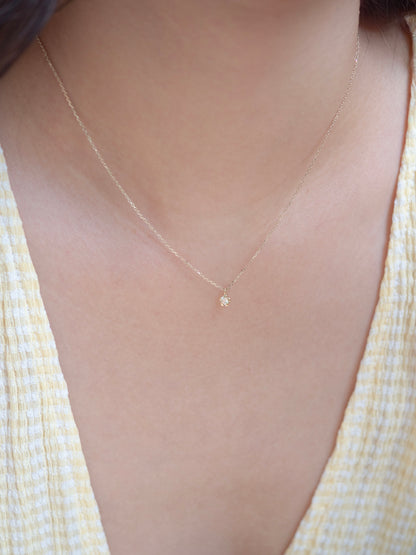 Bloomy Solitaire Necklace │ 10K金 小花項鍊