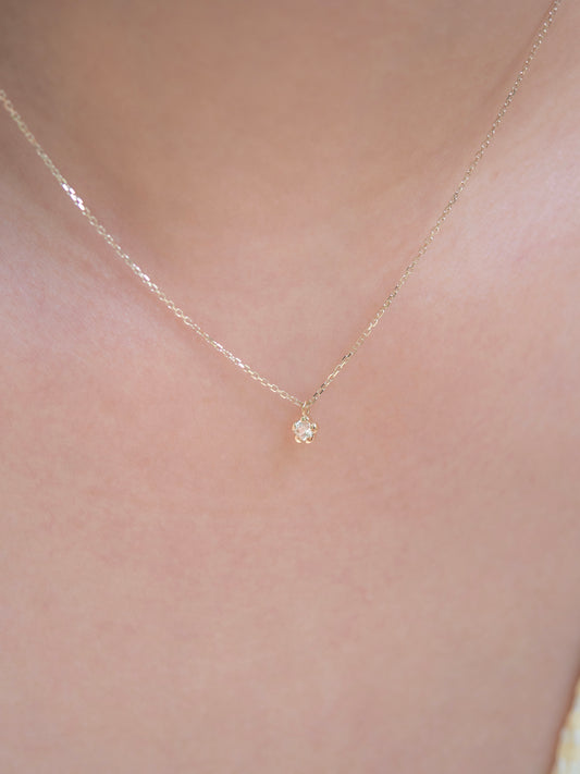 Bloomy Solitaire Necklace │ 10K金 小花項鍊
