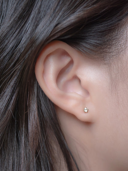 Bloomy Solitaire Earrings │ 10K金 小花耳環