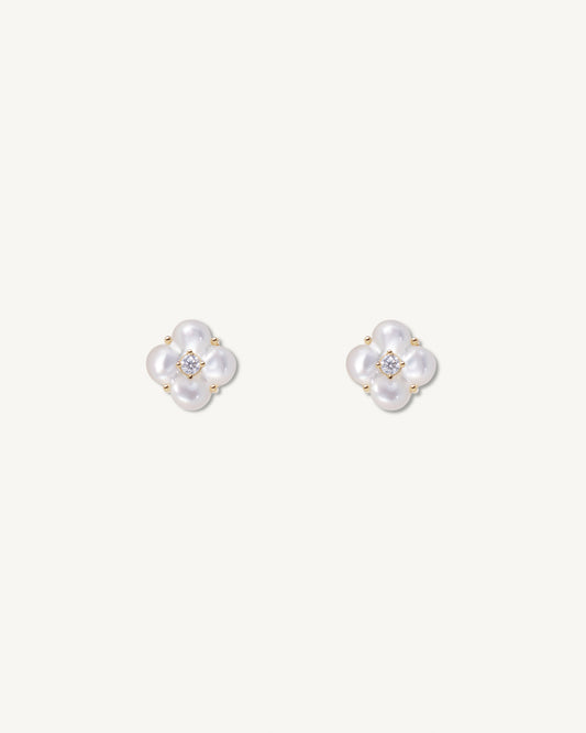 Clova Earrings │ 四葉花母貝耳環
